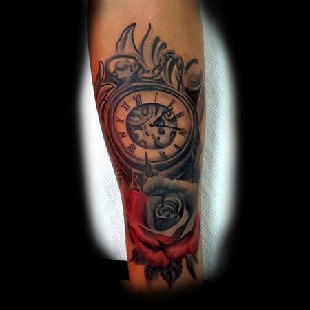 Clock with Red and grey Rose Design Thumbnail